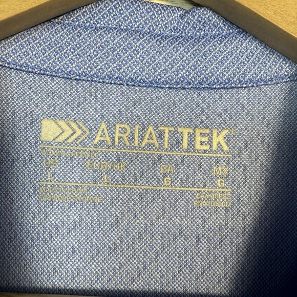 Ariat Womens Size Large Short Sleeve Blue Polo Tek Heat Shirt Ladies Casual - Picture 2 of 6